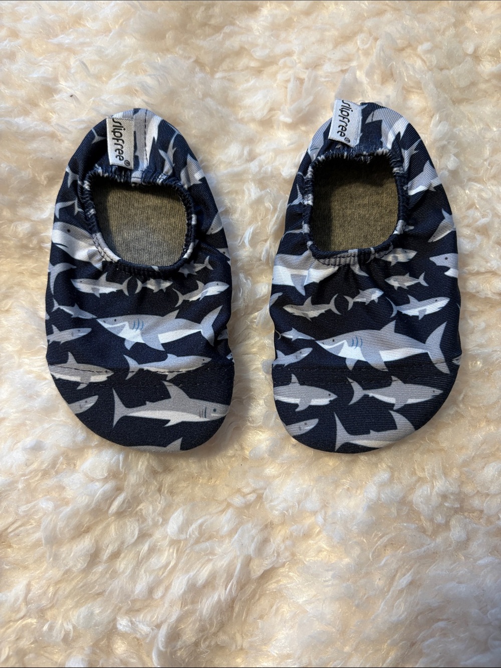 Slipfree l Navy Shark Print Aqua Socks Baby Water Shoes Infant